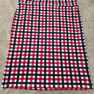 Lularoe Cassie Pencil Skirts Red and Blue Plaid XL